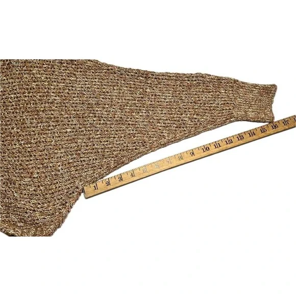 FREE PEOPLE Womens sz M Brown Knit Off Shoulder Sweater - Picture 6 of 7